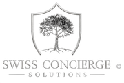 Logo für Swiss Concierge Solutions mit einem Baum in einem Schildemblem