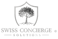 Logo von Swiss Concierge Solutions mit einem Baum in einem Schildumriss