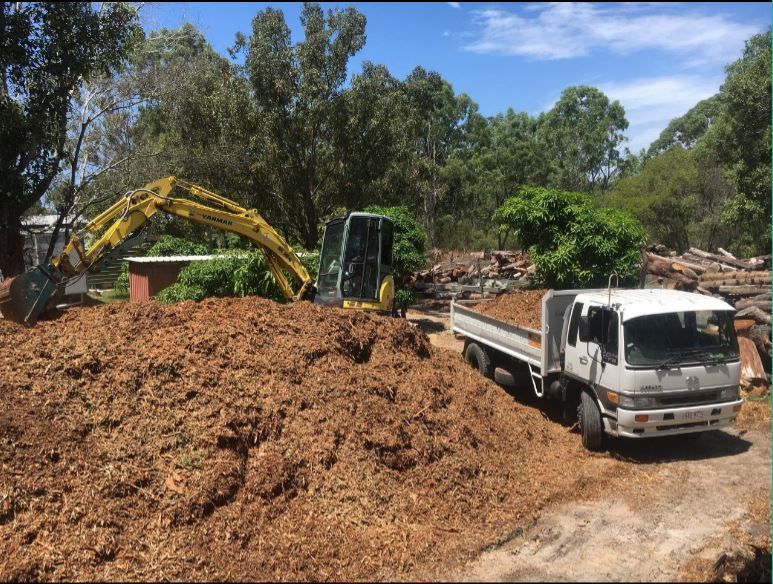 Truck of Forest Mulch — Active Tree Fellas in River Heads, QLD