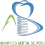 Advanced Dental Designs logo with blue tooth and white tooth-shaped swirl, green accent text