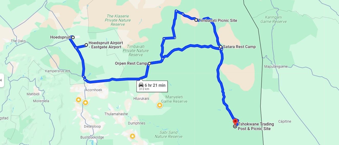Orpen Rest Camp Access Map