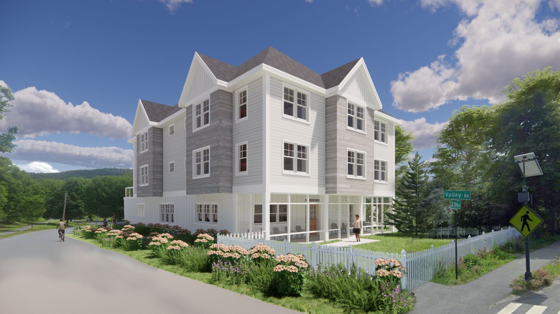 An artist 's impression of a new apartment building.