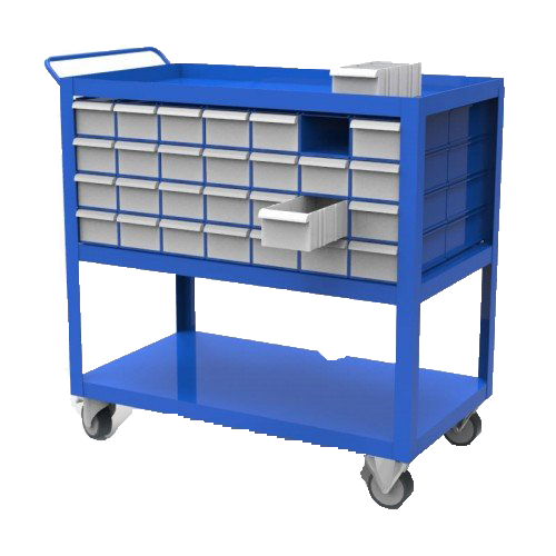 Carrito con gavetas cerradas y espacio para cajas