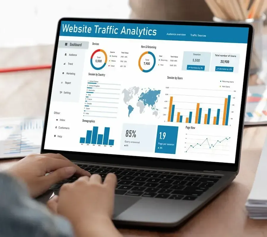 Person doing website traffic analytics on a computer for Florida Coast SEO.