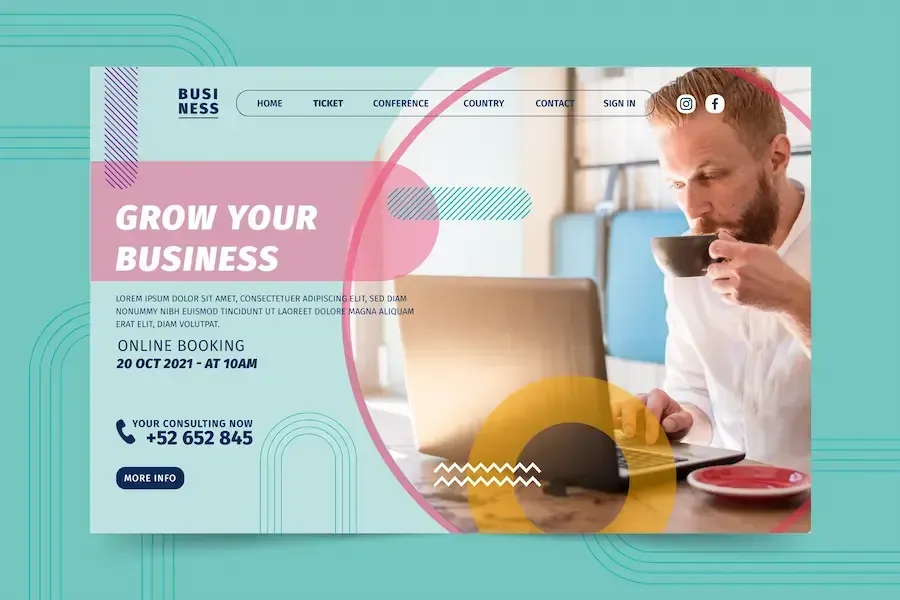 Landing page that reads 