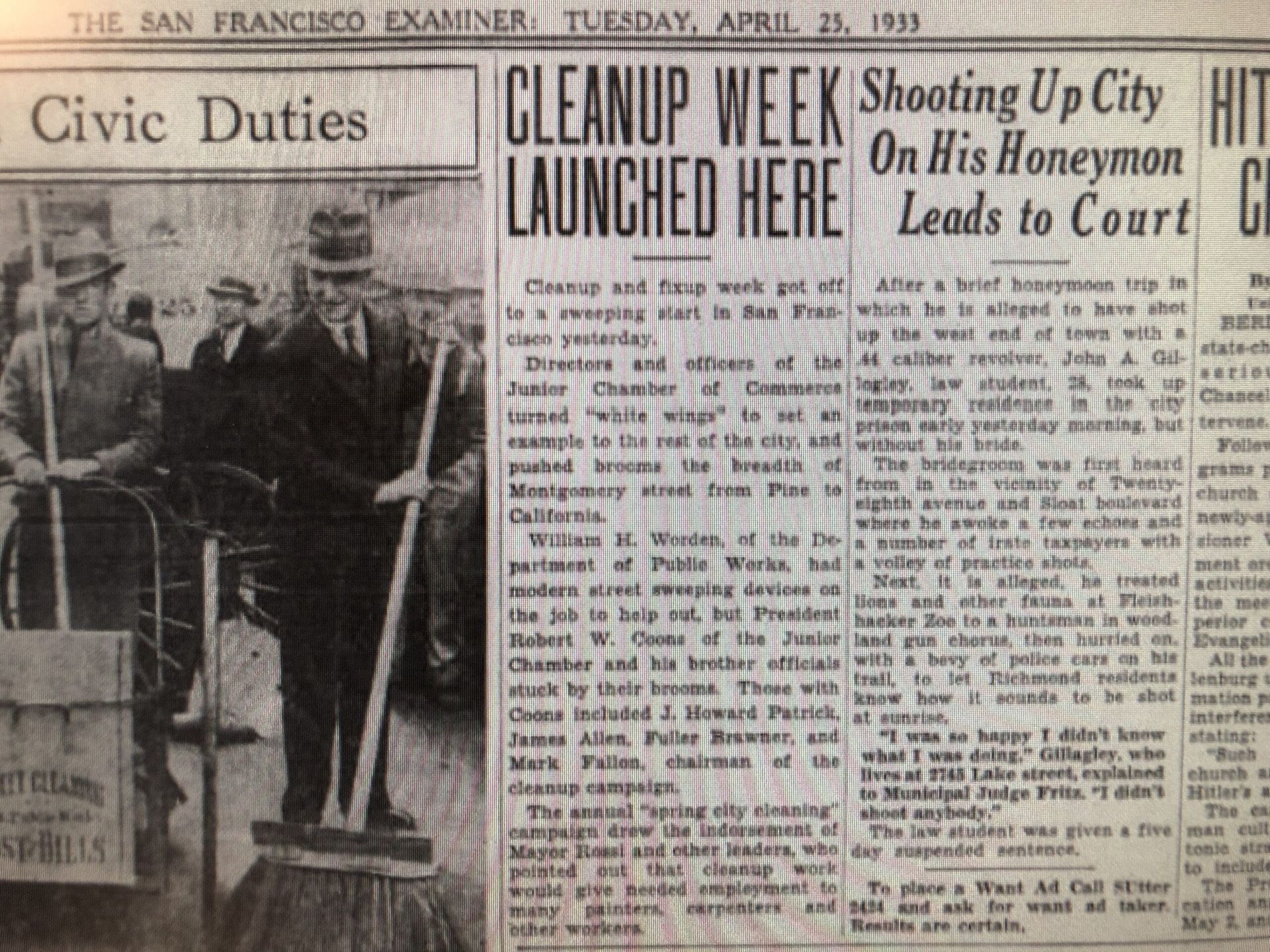A newspaper article about a cleanup week in san francisco
