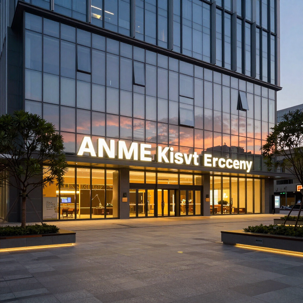 Fachada comercial al atardecer