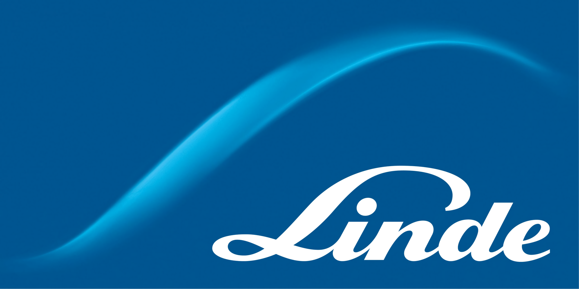 Linde logo on a blue background with a flowing white curve.