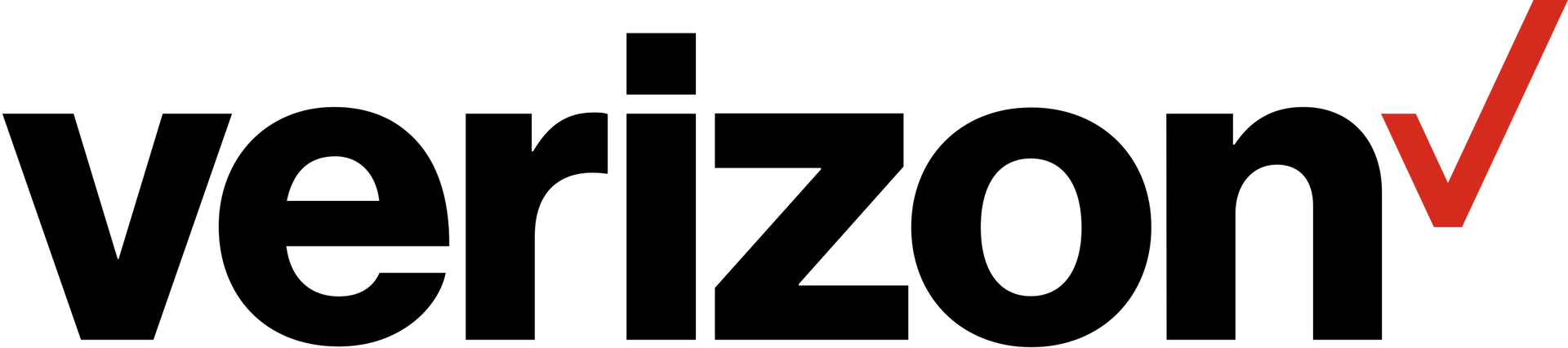 Verizon logo with a red check mark.
