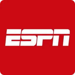ESPN logo: White text on a red square background.
