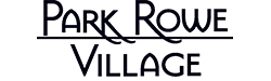 Park Rowe Village logo, black script font, a line underlines the text.