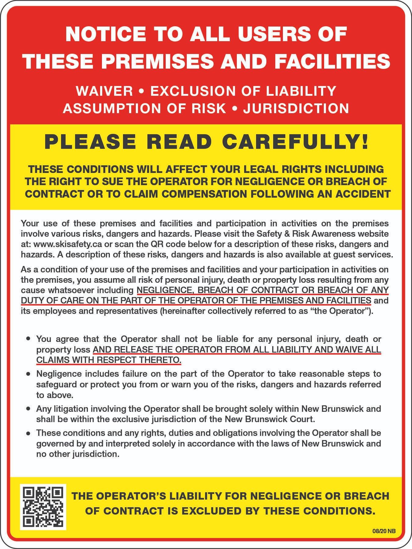 Crabbe Mountain Exclusions of Liability