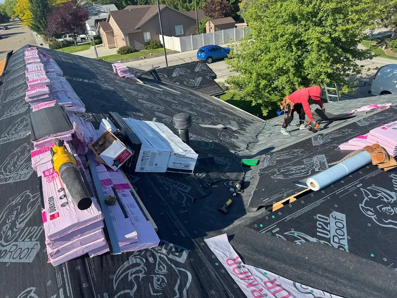 A roof replacement in Eagle, ID - Idaho Roofing Partners hard at work