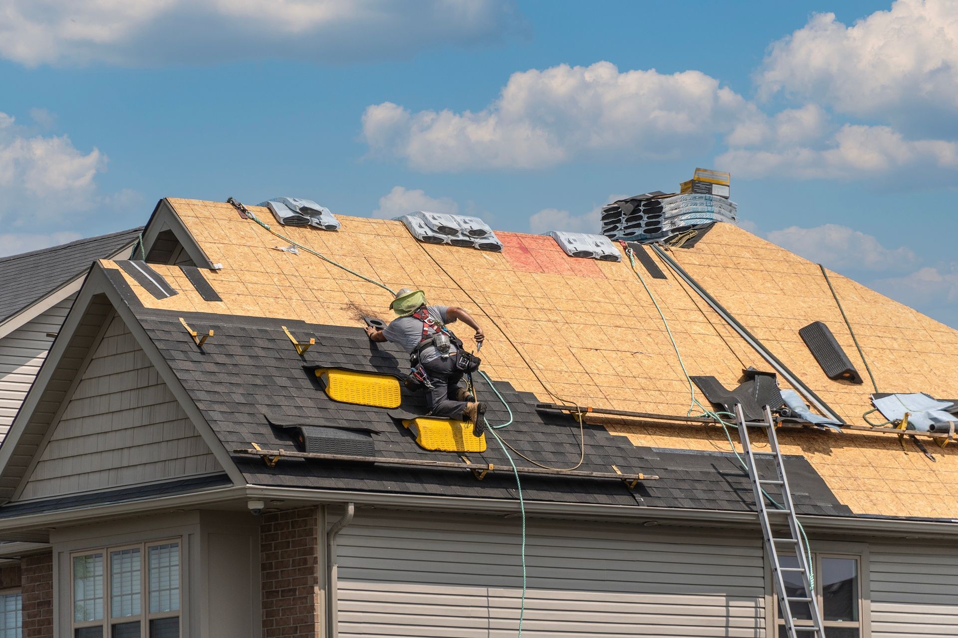 A roof repair in Eagle, ID - Idaho Roofing Partners hard at work
