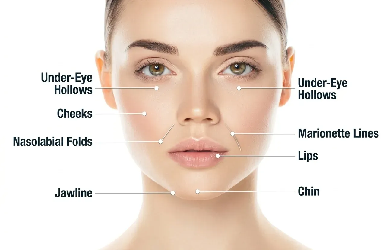 areas that can be treated with dermal fillers