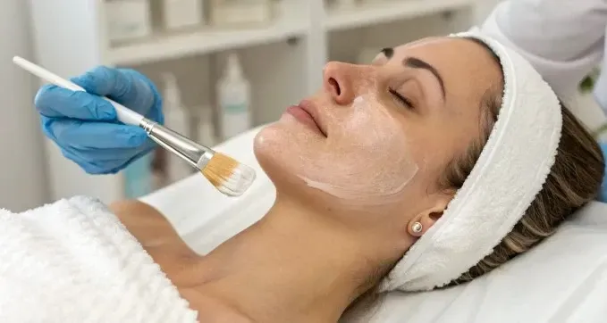 applying chemical peel solution