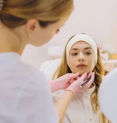 facial assessment during botox consultation at studio med spa, san marcos