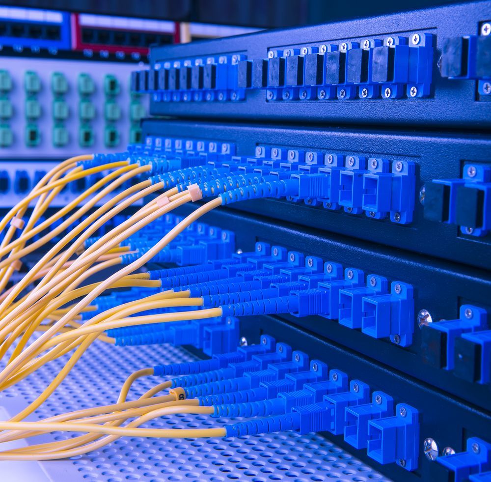 A Bunch of Blue and Yellow Wires Are Connected to a Server — Lismore Computer Solutions in Ballina, NSW