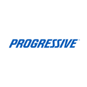 Progressive Insurance logo: blue text on white background.