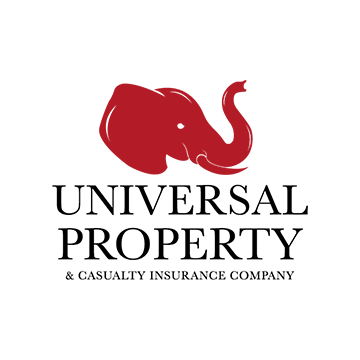 Red elephant logo over 