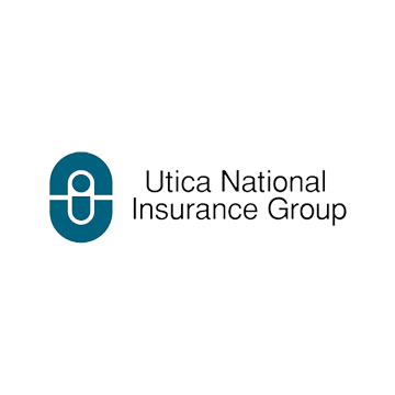 Utica National Insurance Group logo: teal oval with a white line drawing and text on a white background.