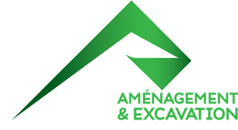 Un logo vert pour une entreprise appelée aménagement et excavation