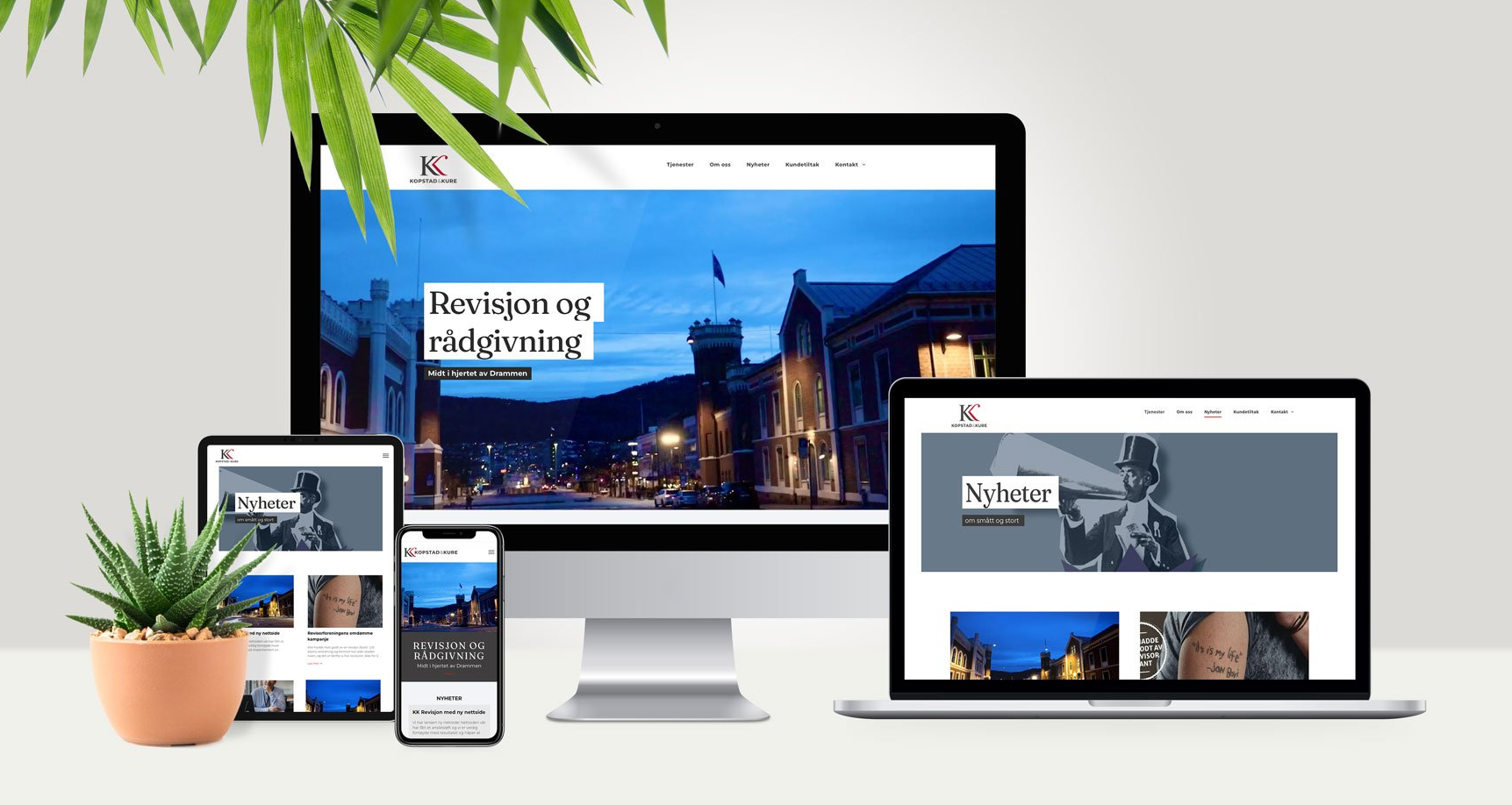 Nettside vist forskjellige formater