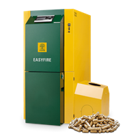 Stufa a pellet gialla e verde