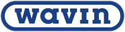 Il logo Wavin è un rettangolo blu arrotondato. La parola