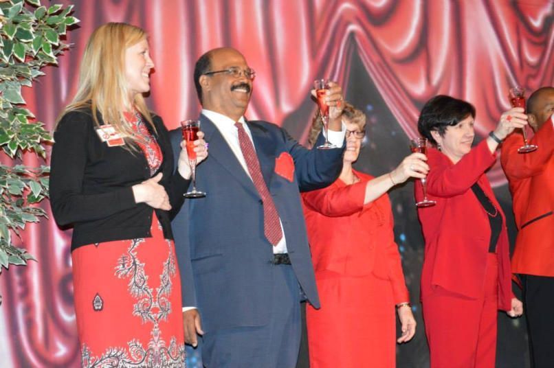 Mark toasting the audience at a recent convention