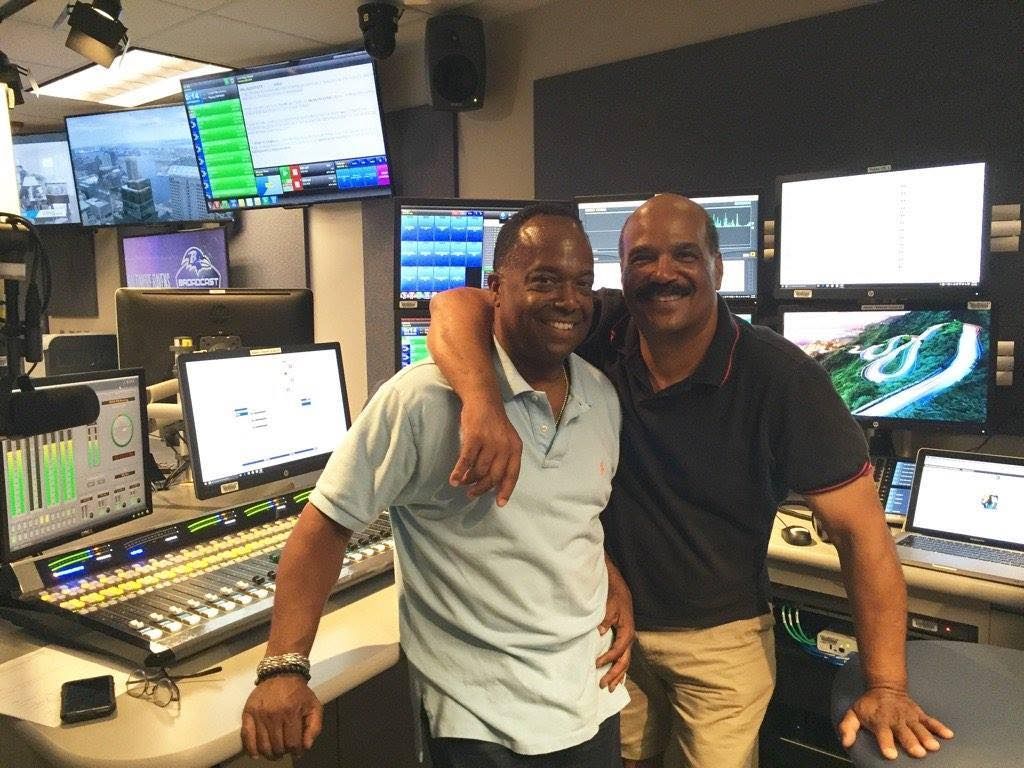 Mark McEwen with his brother Kirk McEwen at 98Rock in Baltimore