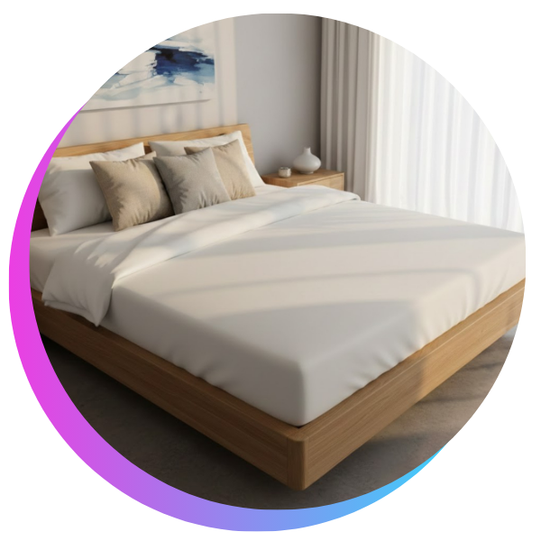freshly made bed
