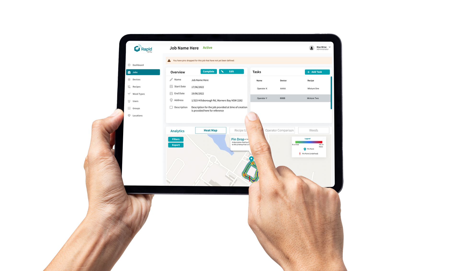 tablet mockup of rapid logix portal