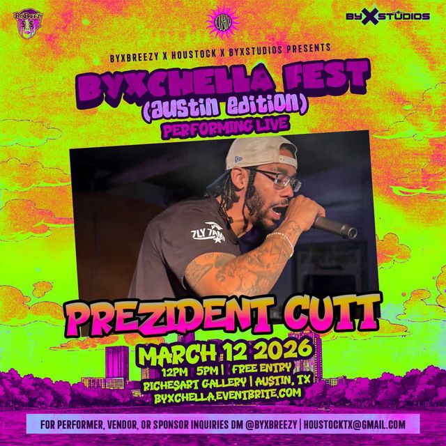 Byxchella Fest flyer - March 15, 2026, Richie's Art Gallery, Austin, TX