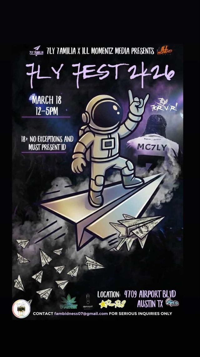 FLY FEST 2K26 flyer - March 18, 2026, Abe's Smoke Shop, Austin, TX
