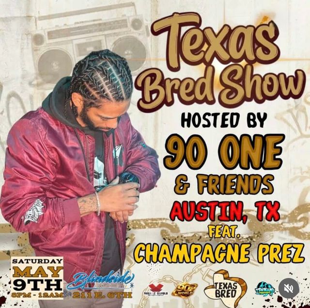 Texas Bred Show flyer - May 9, 2026, Blindside, Austin, TX