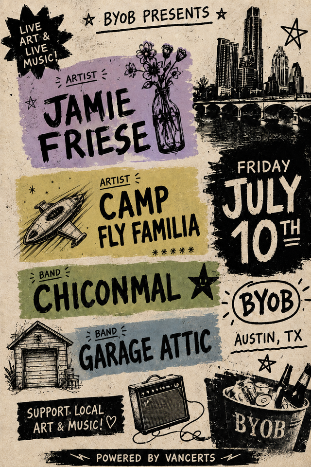 BYOB Event flyer - July 17, 2026, BYOB, Austin, TX