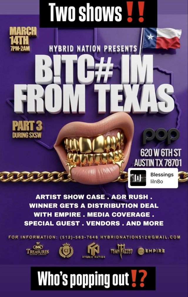 I'm From Texas flyer - March 14, 2026, POP, Austin, TX