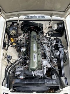 view of a white MGC GT 3 engine