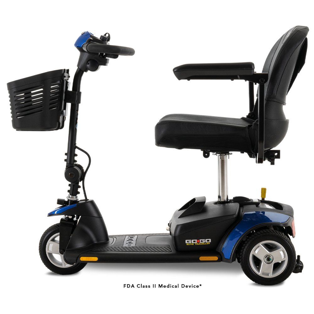 Go Go Elite Traveller 3 Wheel 12 Amp Left Profile Blue