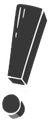 Black, 3D exclamation mark icon.