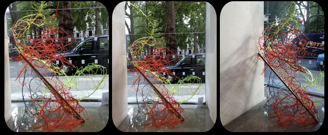 sculpture exhibited in window at Berkeley Square House, Mayfair commissioned by Artful