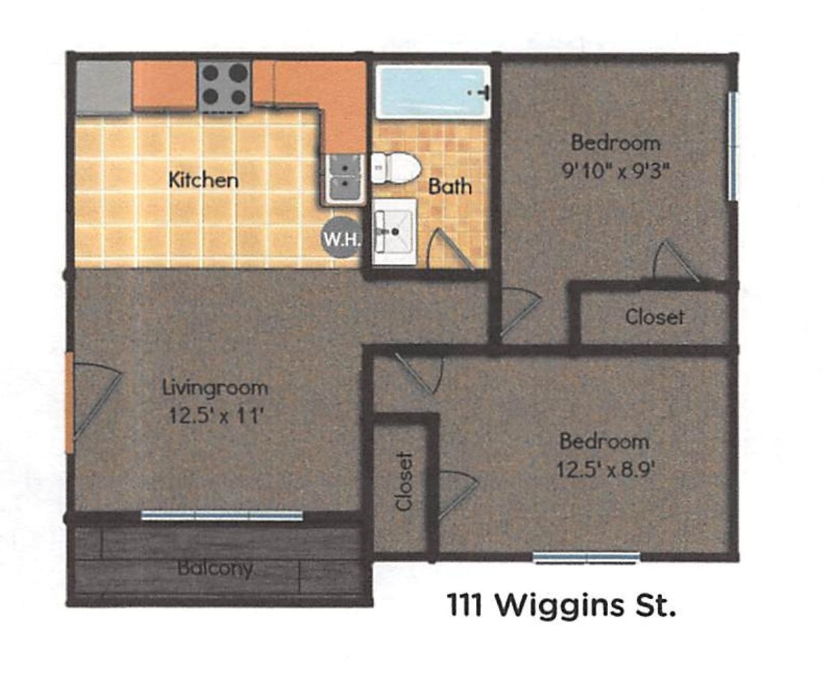 111 Wiggins St. 2BR floor plan