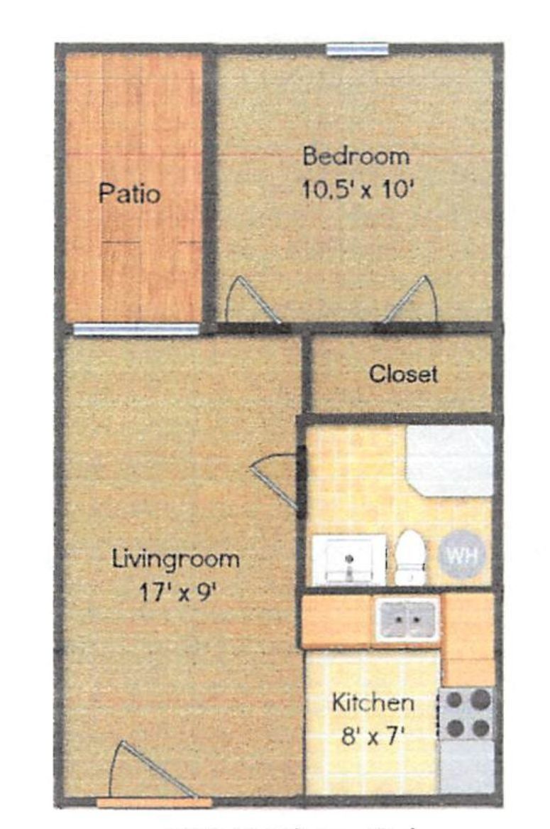 271 S River Rd 1BR floor plan