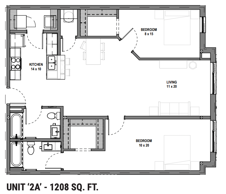 221 Waldron 2 BR floor plan