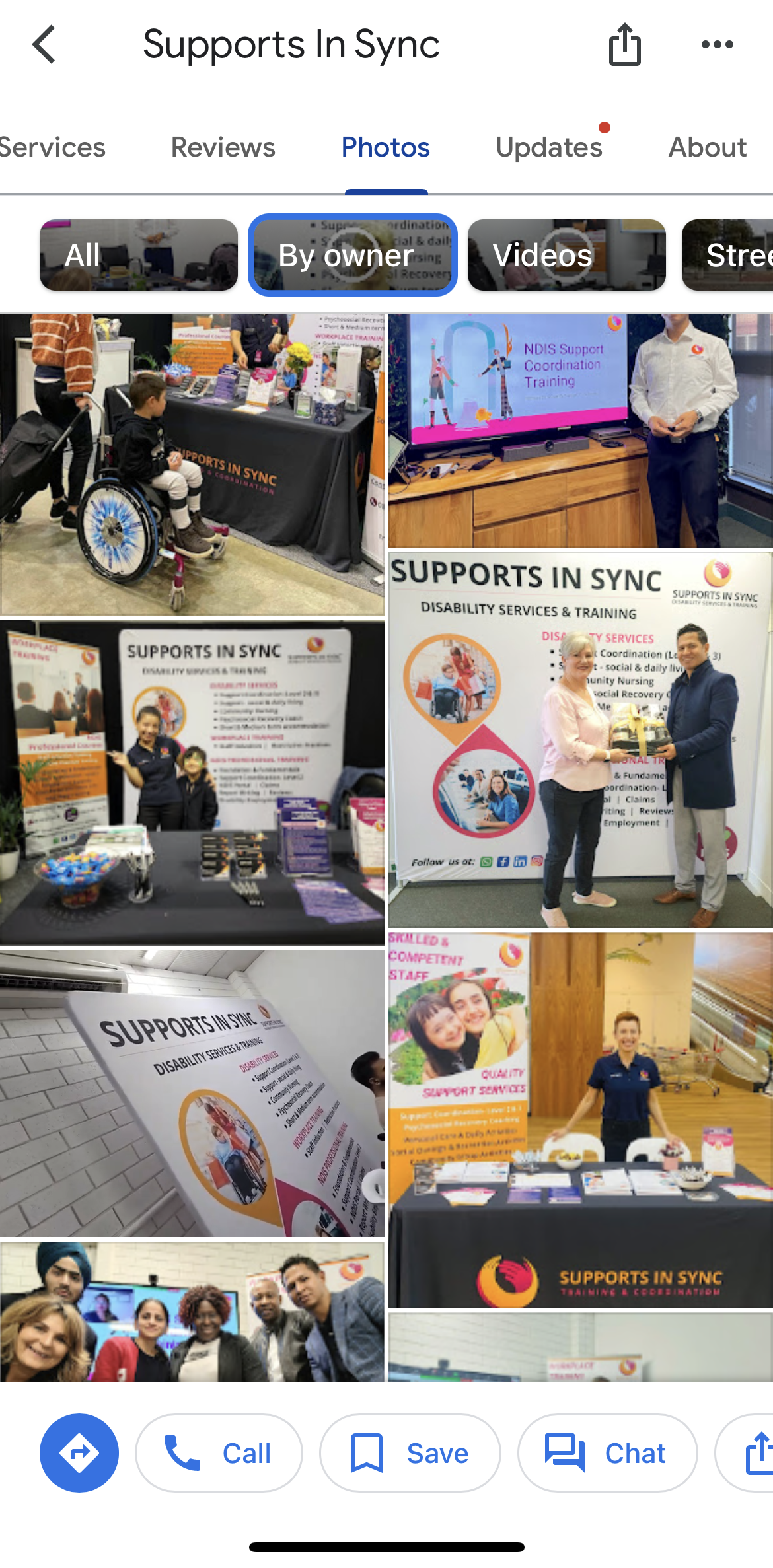 Sample Photos section on Google Business Profile of NDIS Provider, Supports In Sync