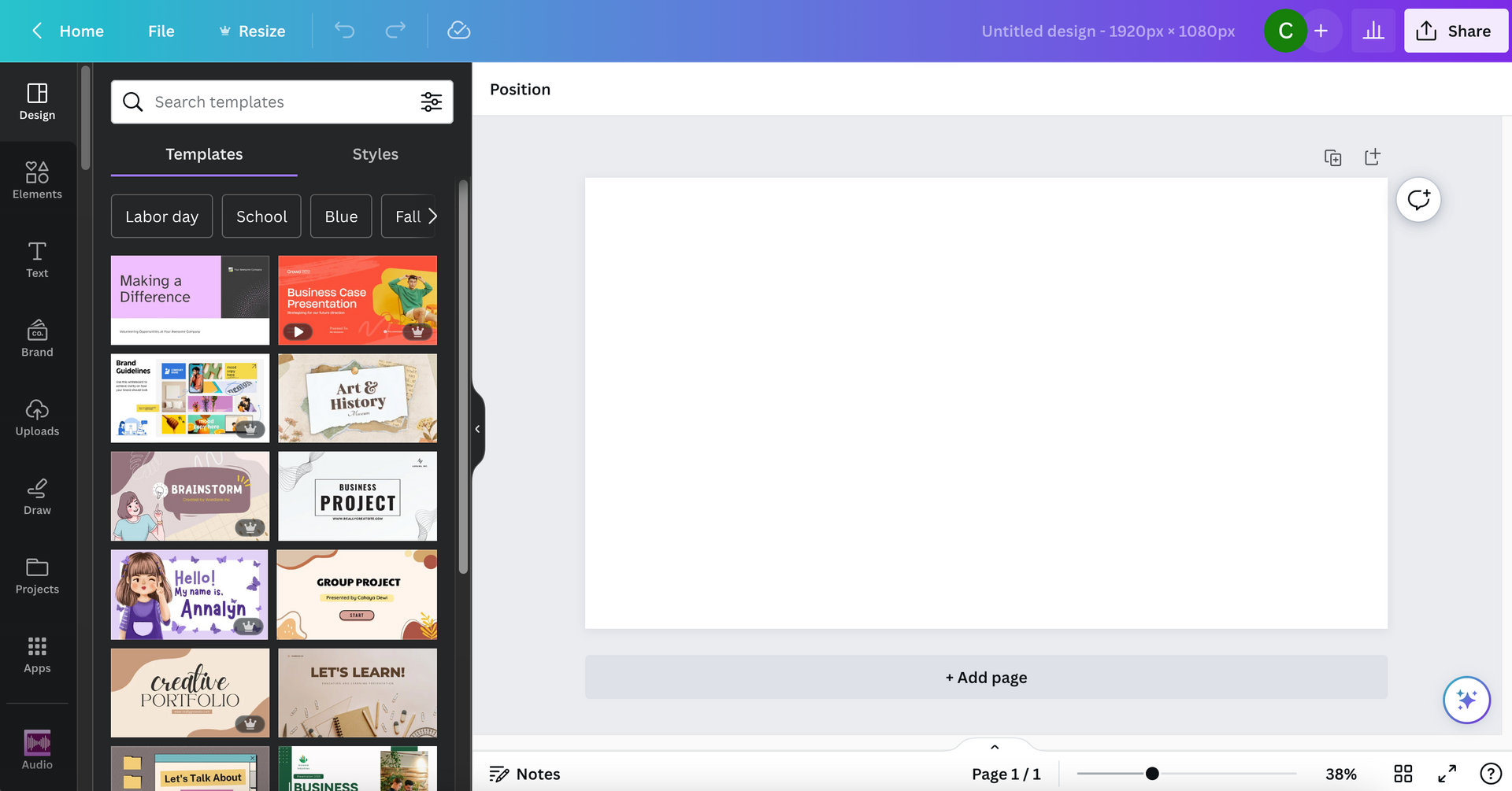 Canva Design interface