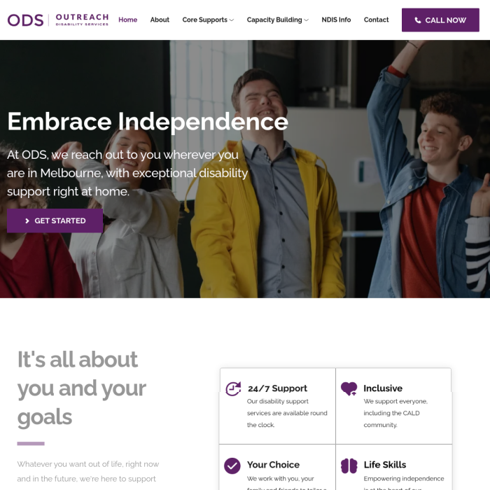 Mobile-friendly website for NDIS provider serving all ages – VIC
