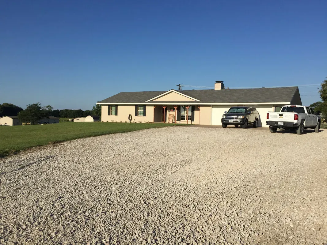 Caliche gravel parking area installed near Riverside, TX. 