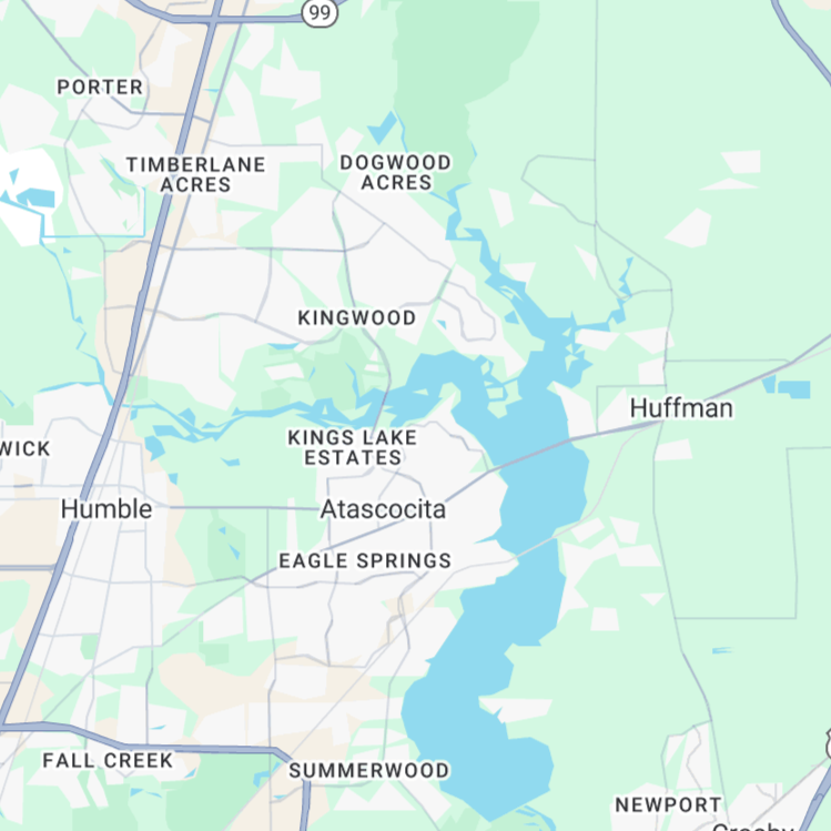 Map of Conroe Dirtwork's service area in Montgomery County, TX. The map shows the entire county including the cities of Conroe, Willis, Magnolia, Montgomery, and the Woodlands.